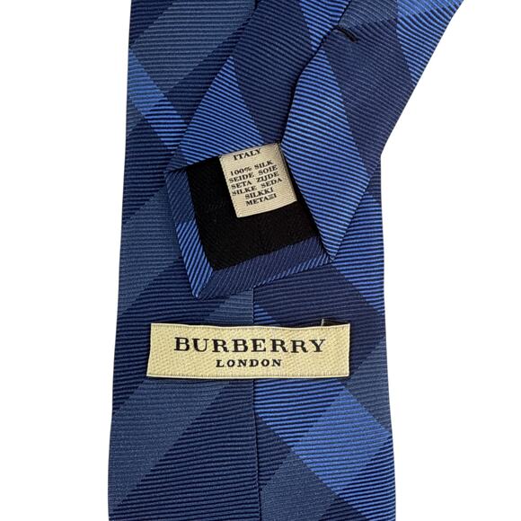 BURBERRY Manston Exploded Check Silk Tie in Dark Blue - Picture 5 of 9